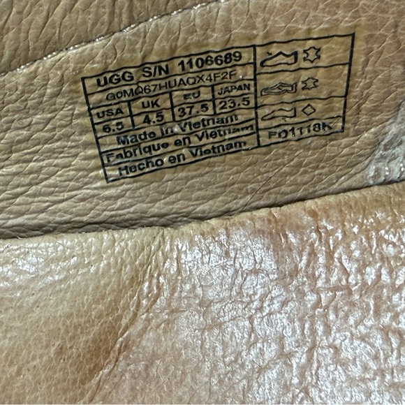 UGG Clair Metallic Driving Shoe Loafer Womens Sz6.5 Cut Out Slip On Flats - Picture 12 of 13